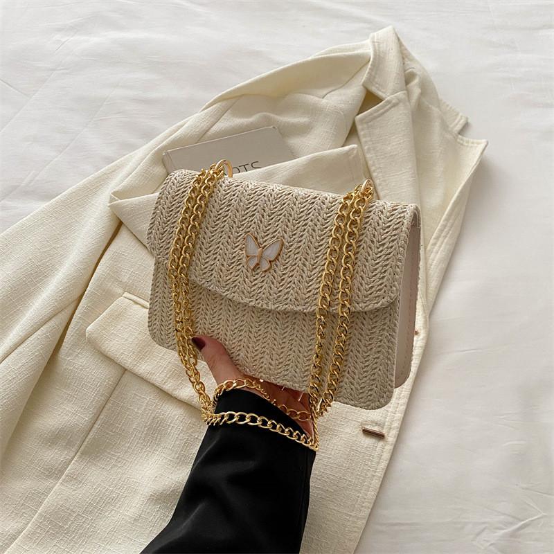 Trendy Korean-inspired Woven Shoulder Bag Perfect For Summer Outings OffWhite