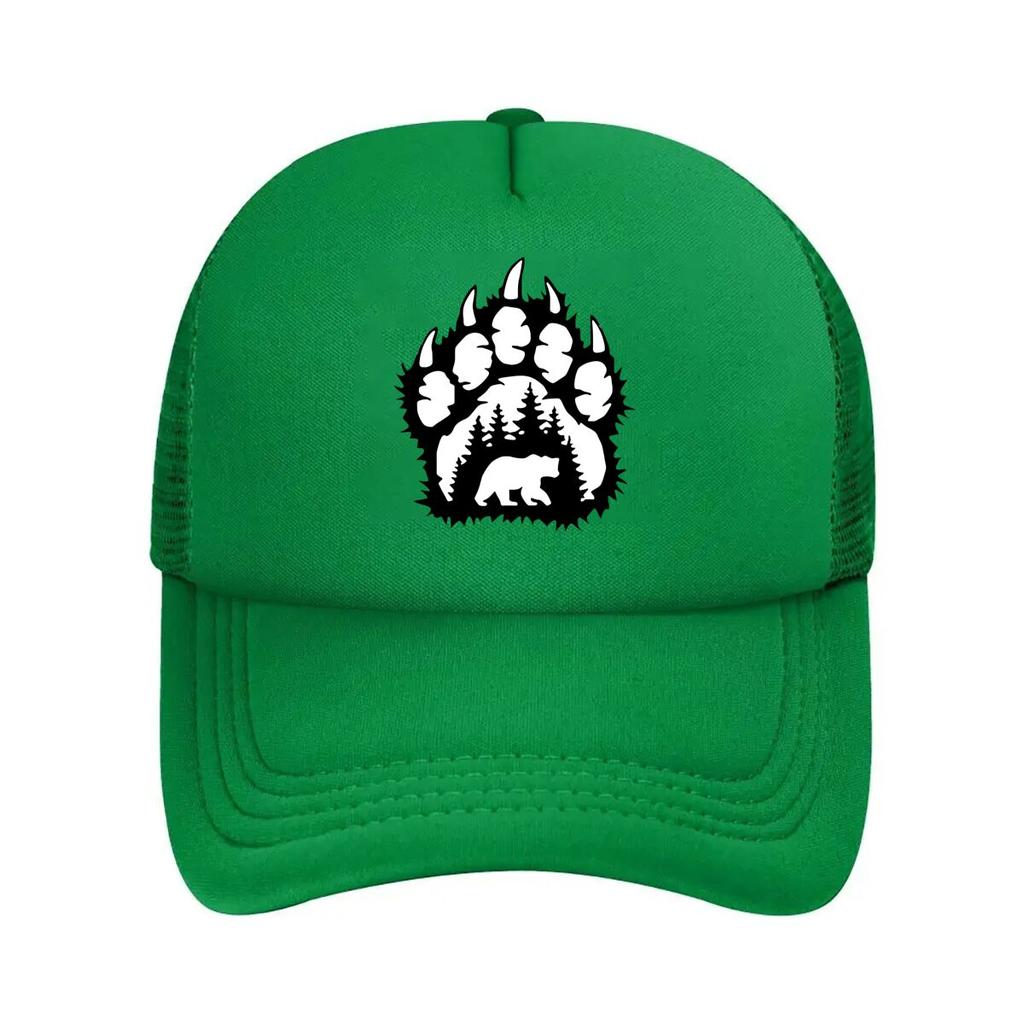 UnisexS Vintage with Black Bear Paw Print Design Adjustable Lightweight NonStretch Fabric Ideal Mesh Baseball Cap