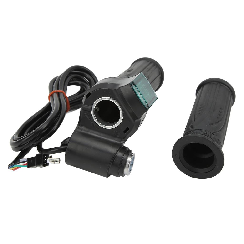 2PCS Electric Bicycle Throttle Grip Speed Control Throttle Handle with Green Digital Display