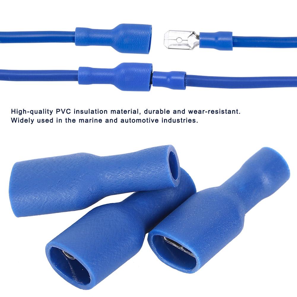 1000Pcs FDFD2250 Blue PVC All Insulation Wire Connector Female Terminals for Electric Engineering