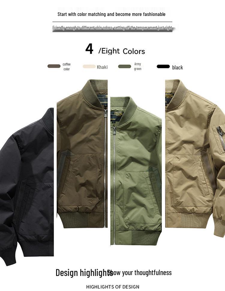 Men's Retro Flight Suit Baseball Jacket - Casual, Loose, Versatile Outerwear