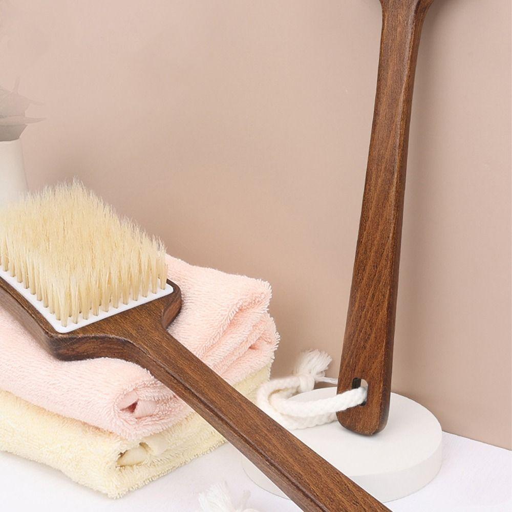 Wood Long Handle Hair Brush Soft Bristles Shower Back Scrub Bath Brush Skin Cleanser