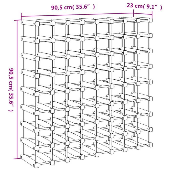 VidaXL Casier à vin pour 72 bouteilles 90,5x23x90,5 cm pin massif 353753