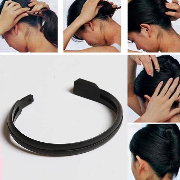 1pc Women Hair Styling Updo Donut Bun Clip Tool French Twist Maker Holder Charm
