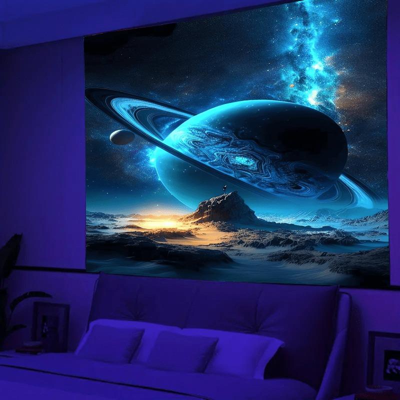 Ultraviolet Milky Way Galaxy Luminous Tapestry, Indoor Mood Create Atmosphere, Psychedelic Luminous Art, Bedroom Decoration