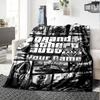 Gta Personalized Text Blanket Gift Customizable Blanket Soft & Cozy for Chair Home Decor Nap Bedding Four Seasons Universal