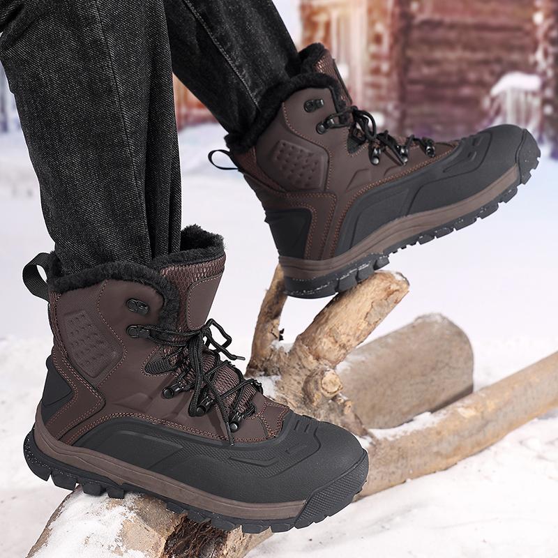 TUINANLE Winter Hiking Boots for Men Outdoor Mountain Climbing Shoes Wear-resistant Camping Trekking Sneakers Plush