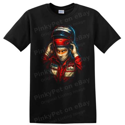 T-shirt Graphique Casque de Pilote de Course Combinaison de Course Rouge Vintage