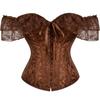 Women's Jacquard Lace Corset Top with Flutter Sleeves & Waist Cincher