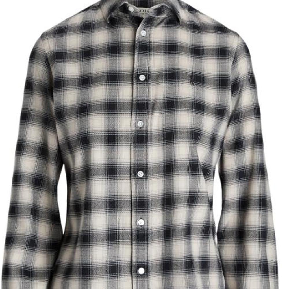 Polo Ralph Lauren FW22 Plaid Collar Single-Breasted Long Sleeve Shirt Women Shirts Black WMPOSHTNDO20300-999