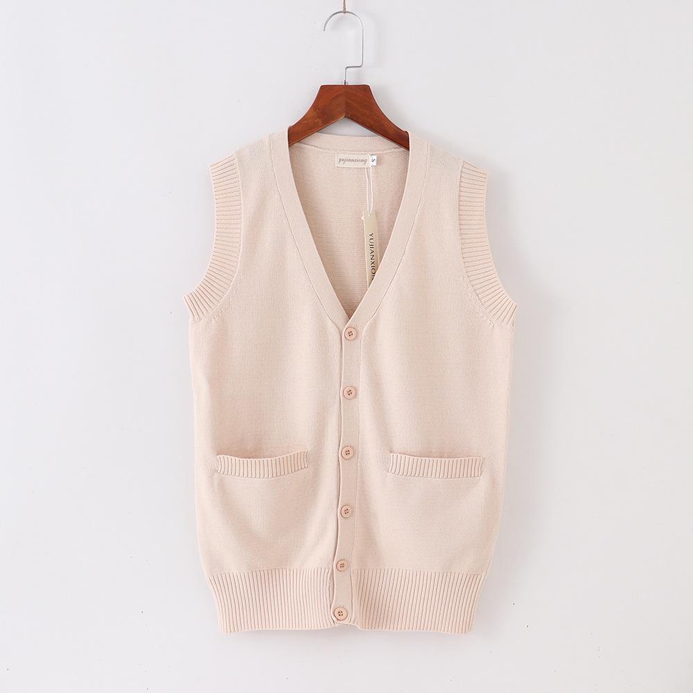 

Japanese JK Student V-Neck Sleeveless Cardigan Vest - 9 Colors Large (L) бежевый