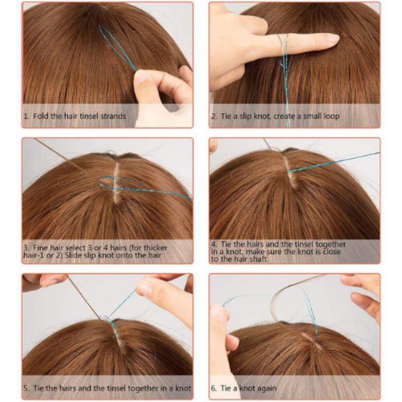 Lang 90cm 200 Strähnen Glitzer Haarglitzer Haar Regenbogen Glänzend Seidenhaarverlängerungen Funkelt Frauen Hippie Zum Flechten Kopfschmuck