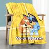 Bluey 126 Customize Your Name Blanket Gift Personalized Blanket Comfortable Throw For Living Room Home Decor Picnics Bedding Four Seasons Universal