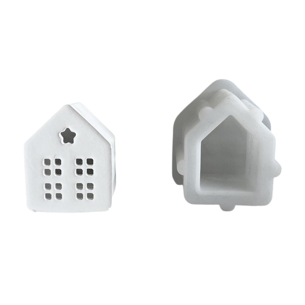 Molde Porta Velas Tipo Casa Miniatura Molde de Silicone Resistente para Porta Velas Detalhado de Casa Miniatura