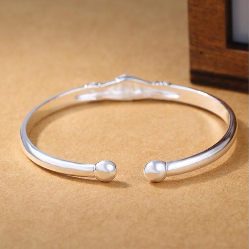 Nuovi Gioielli Retro in Argento Sterling 925 da Donna Braccialetti Apertura Stretta di Mano Creativi Braccialetti dell'Amicizia SL004