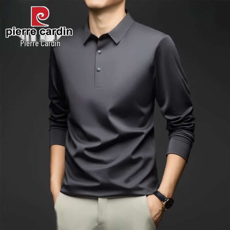Pierre Cardin Men's Seamless Long Sleeve Lapel Polo Shirt