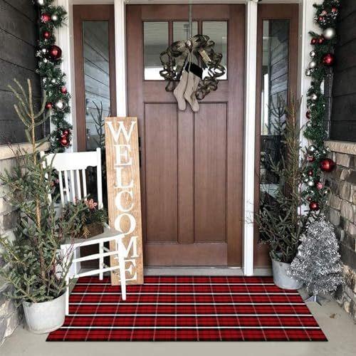 Christmas Door Mat Red Christmas Tree Bell Entrance Mats Soft Bathroom Carpet Kitchen and Household Floor Fug Holiday Decoration