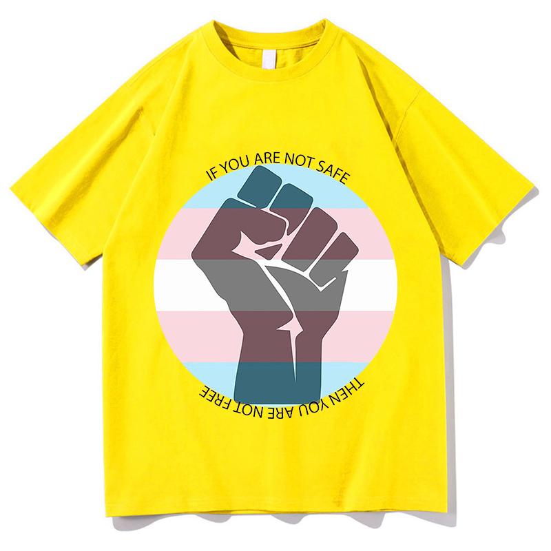 Trans Not Threat Graphic Tshirts 100Cotton unisex 2026 Summer New Short Sleeve Loose shirt Y2k Hip Hop Unisex Aesthetic Streetwear