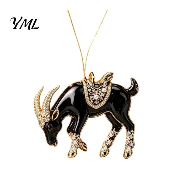Christmas Tree Hanging Decorations Black Goat Ornament, 2D Acrylic Festive Party Supplies for Pendant, Decorative Car Accessory Holiday Home