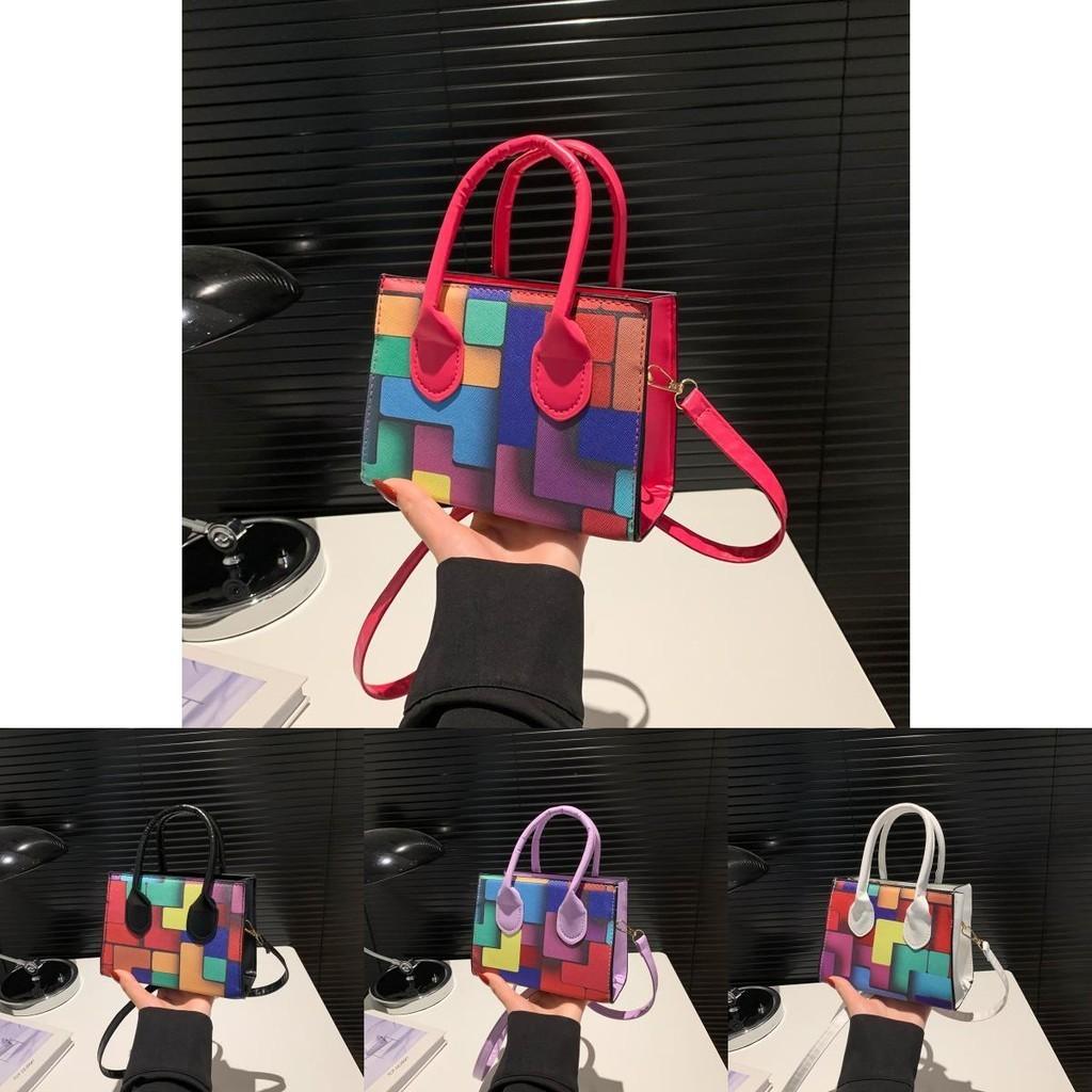 Trendy Street Style Color Block Pu Shoulder Bag Fashionable Spring Handbag