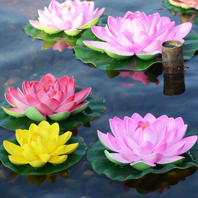 5pcs Realistic Floating Foam Lilies Pad Artificial Water Plant For Pond Pool Fish Tanks Decoration Indoor Outdoor Use