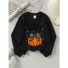 Pumpkin Season Bow Decor Girls' Crew Neck Fashion Sweatshirt, Autumn and Winter Western Style Top, Children's Long Sleeved T-shirt