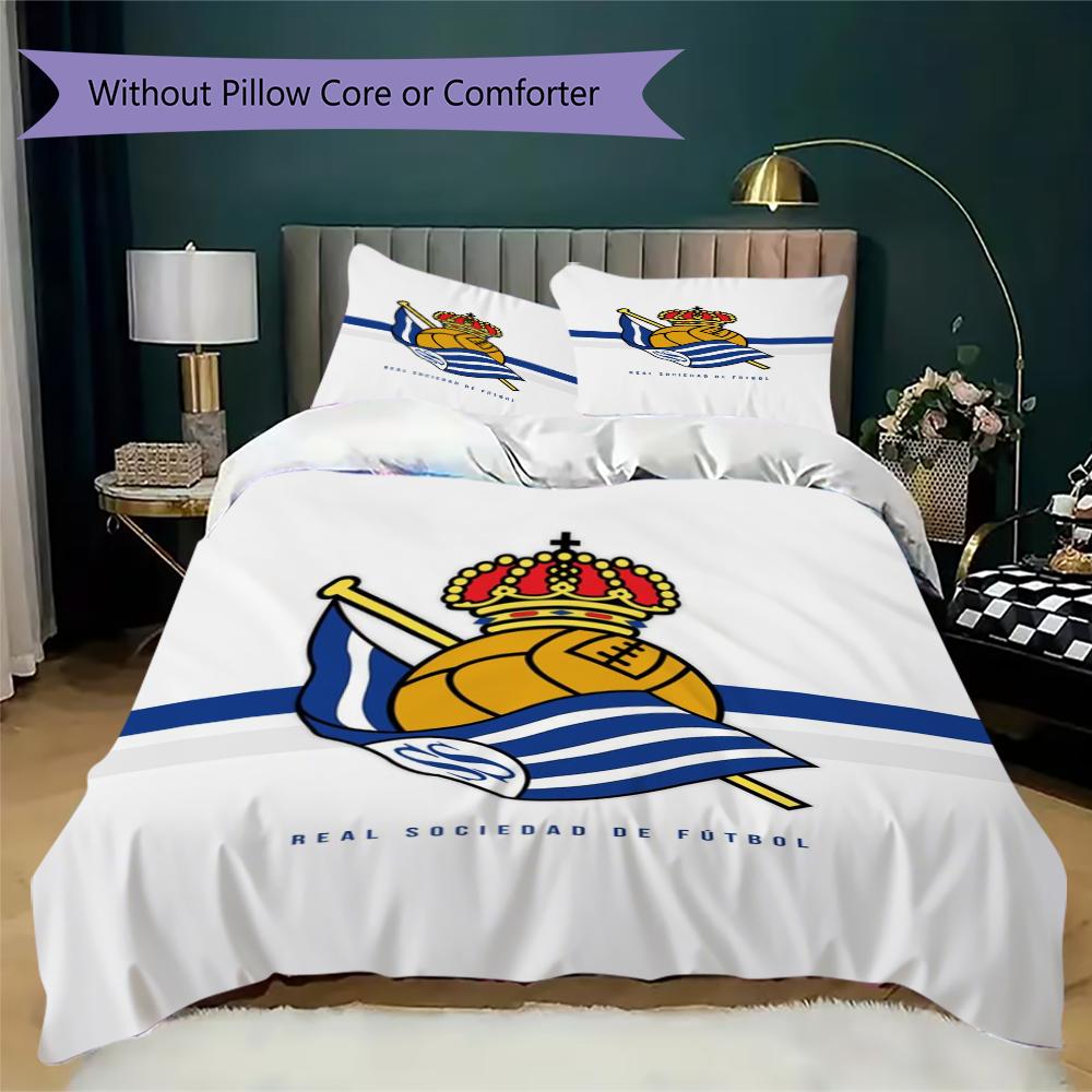 Set Copripiumino Trapuntato con Fantasia Real Sociedad Copripiumino Federa Decorazione per la Casa Regalo di Compleanno (1 * copripiumino + 2 * federe senza imbottitura)