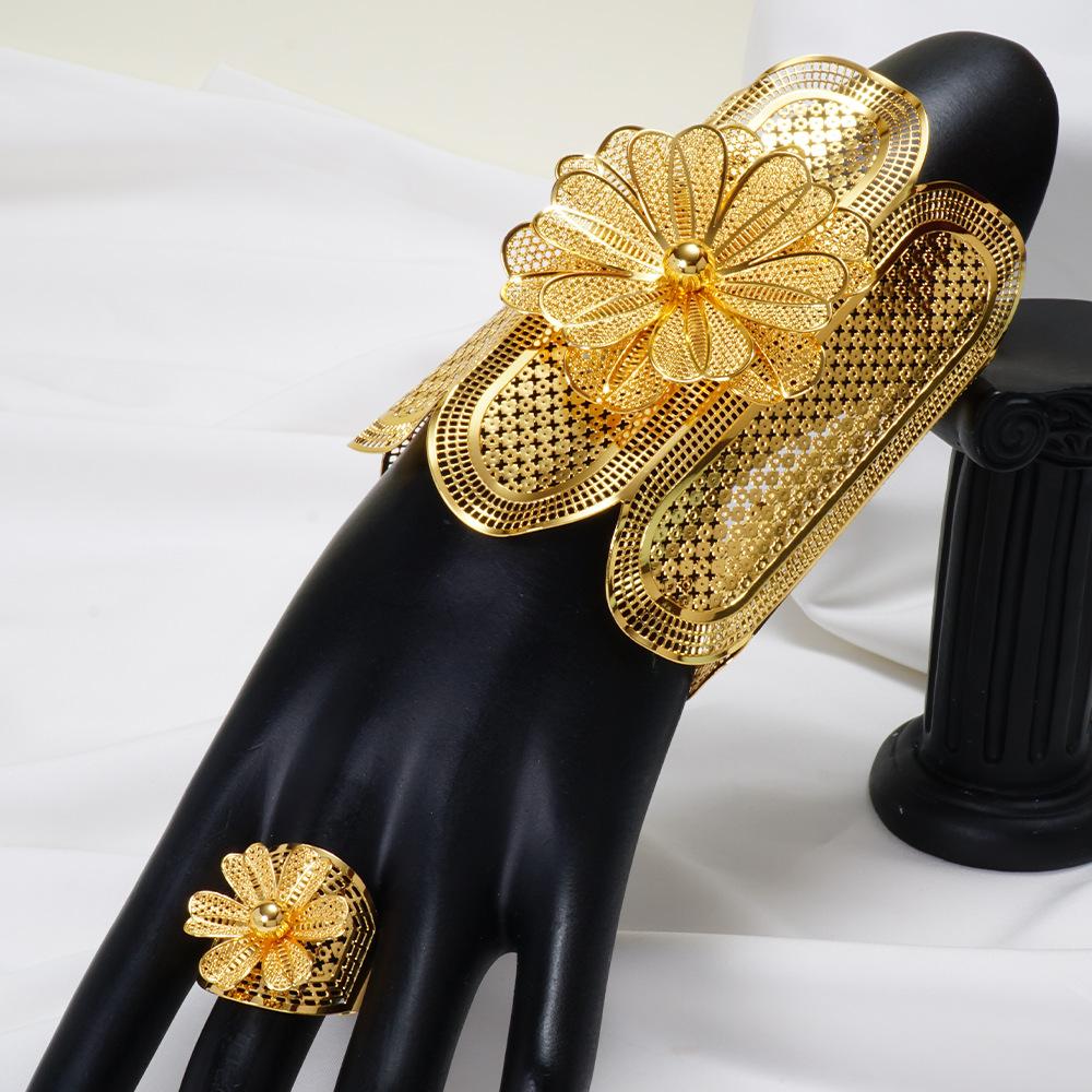 Цветочный Браслет Кольцо Набор Украшений 2 предмета Ближний Восток Дубай Свадебные Украшения