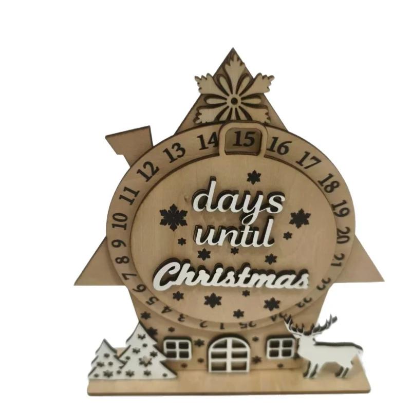 Creative Wooden 3D Christmas Countdown Calendar Hanging Decoration Suitable For Holiday Party Home Desktop Decoration Ornaments