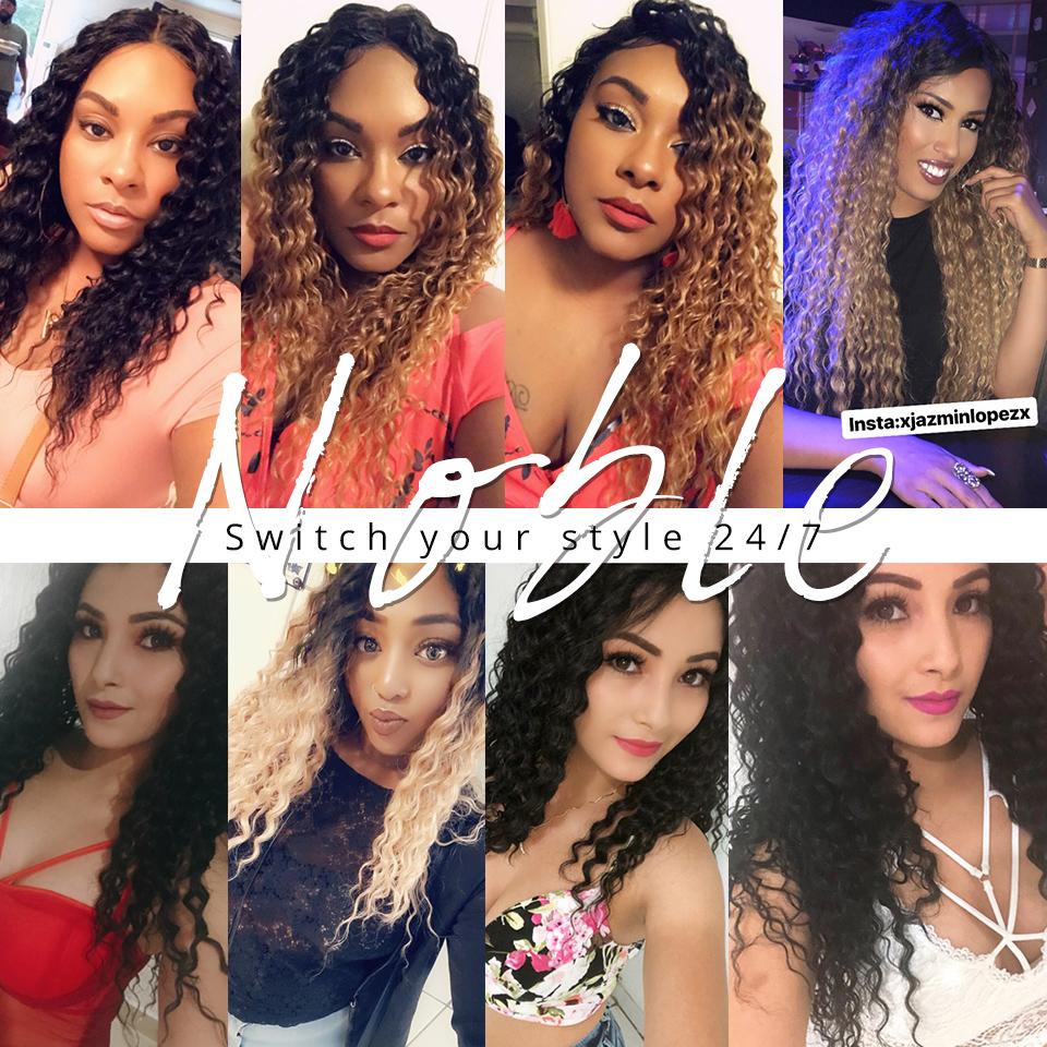 Noble Synthetic Lace Wigs For Black Women Middle Part Long 30" Ombre Blonde Wig With Dark Roots Wavy Heat Resistant Lace Wig