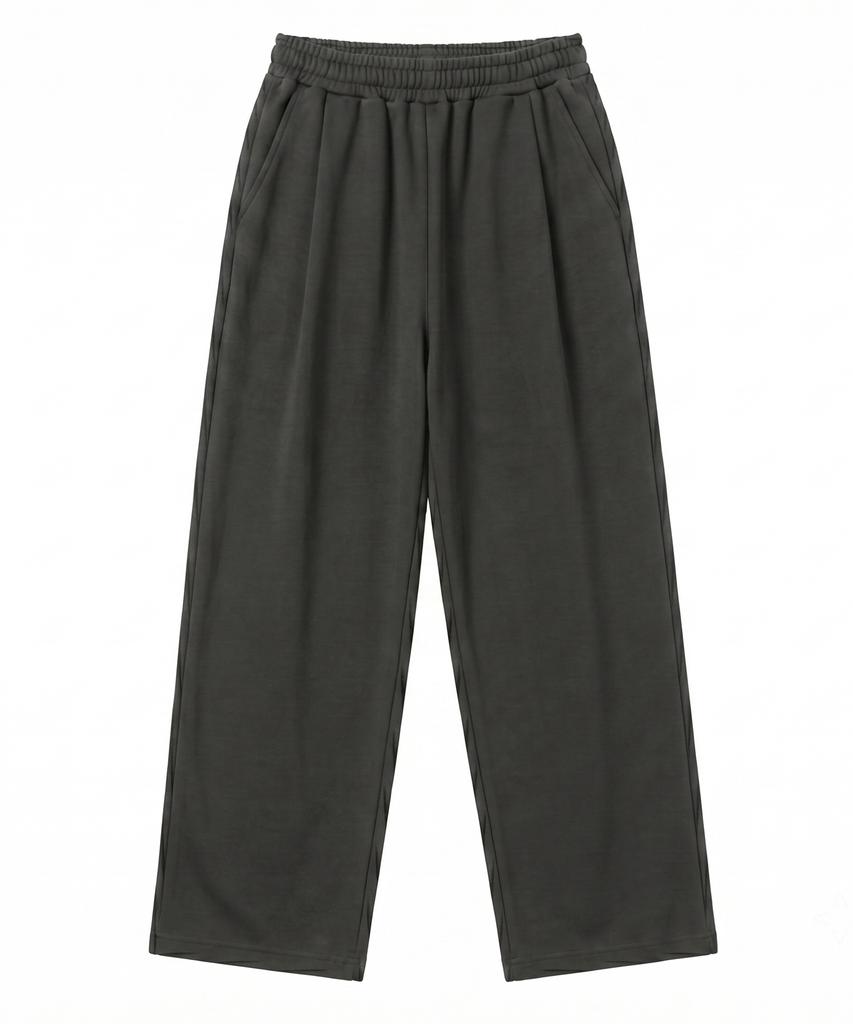 Noming One-Pleat Wide Sweatpants - Charcoal