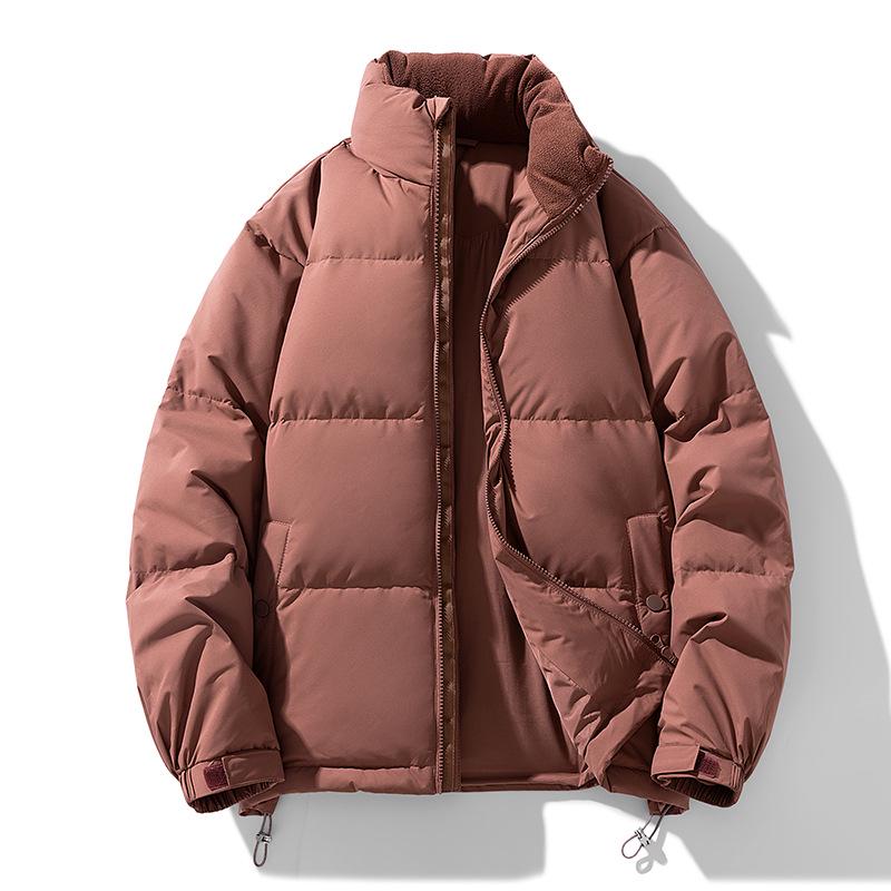 Unisex Trendy Solid Color Stand Collar Down Jacket - Versatile Winter Outdoor Warmth