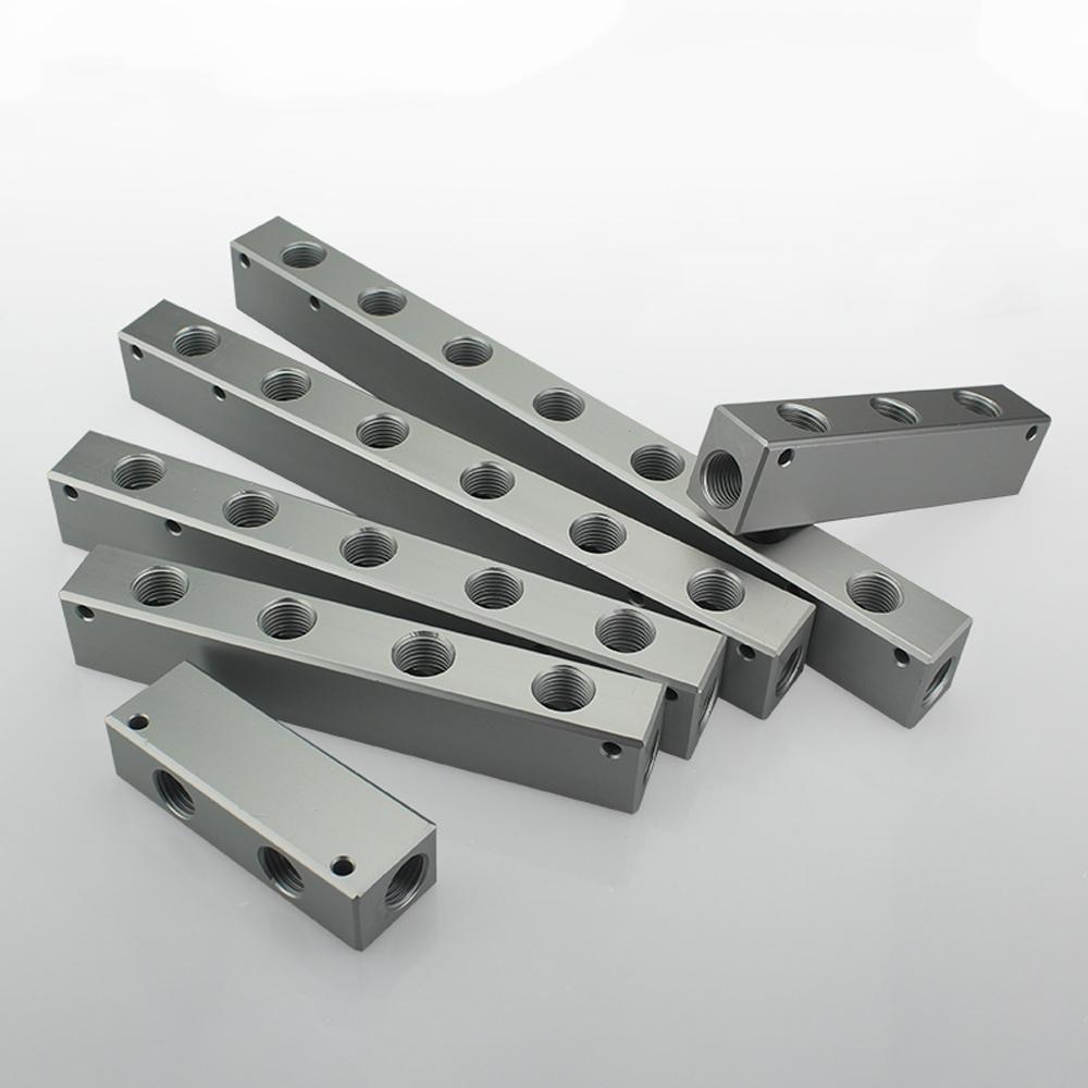 20x25mm WxH 1/4" BSP Female 2 3 4 5 6 7 8 10 Ways 4-12 Ports Solid Aluminum Pneumatic Air Manifold Block Splitter