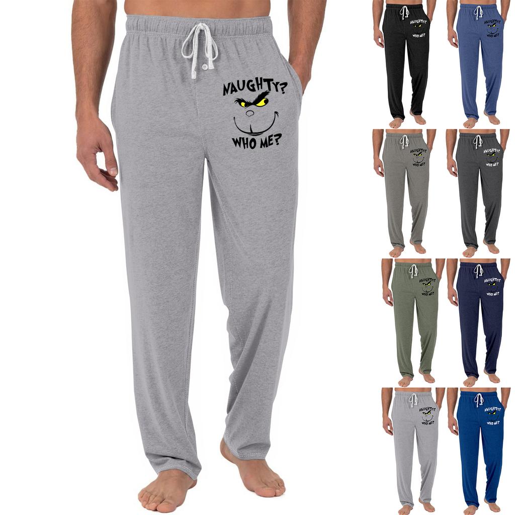 Pánské vánoční kapsáčové a spací kalhoty s potiskem Grinche | Měkké, elastický pas