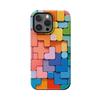 Sublimation Coated Glossy Phone Case Hard Plastic +TPU Soft TPU Shell Colorful Bricks Patterned Full Protective Back Cover for iPhone Samsung