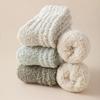 4Pairs Sleeping Coral Fleece Socks Winter Mid Tube Socks Women Floor Plush Socks  For Female Men