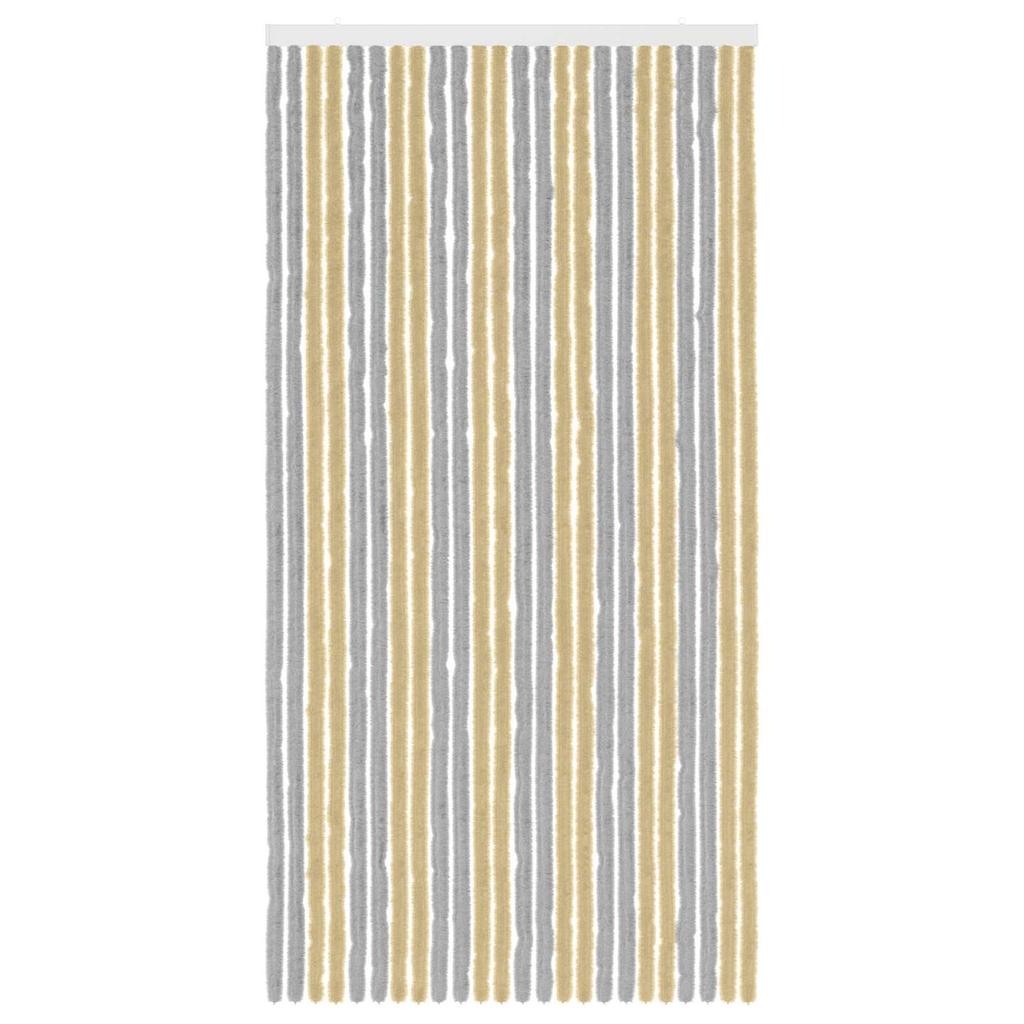 Grey and Beige Chenille Insect Screen Door Curtain 100 x 200 cm