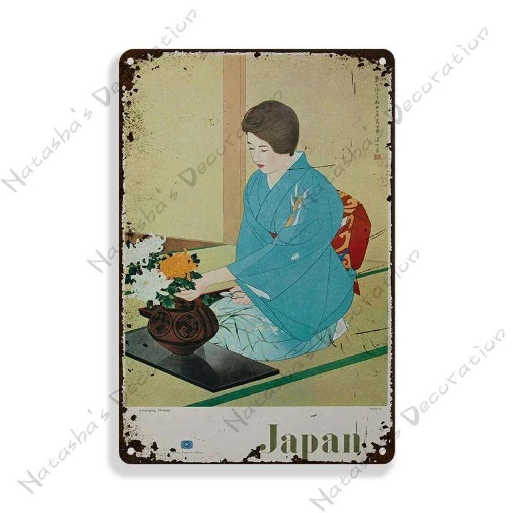 Metal Poster Japanese Ukiyo-e Retro Wall Art Vintage Home Bar Cafe Decor