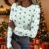 Women's Casual Christmas Print Long Sleeve Top for Holiday Party and Everyday Wear