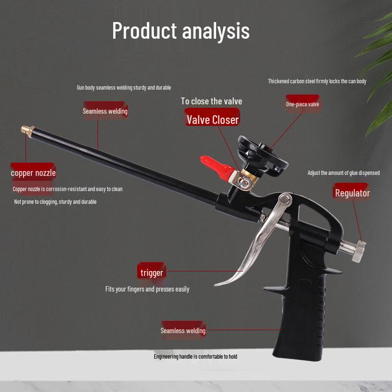 All-Metal Easy Clean Spray Gun for No-Clean Polyurethane Foam Sealant