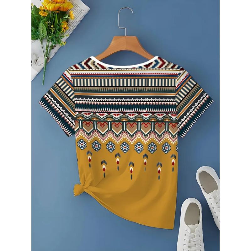 Summer Women's T Shirt Print Casual Short Sleeve 3d T Shirts Fashion Streetwear V Neck Pullover Female Clothing Shirt