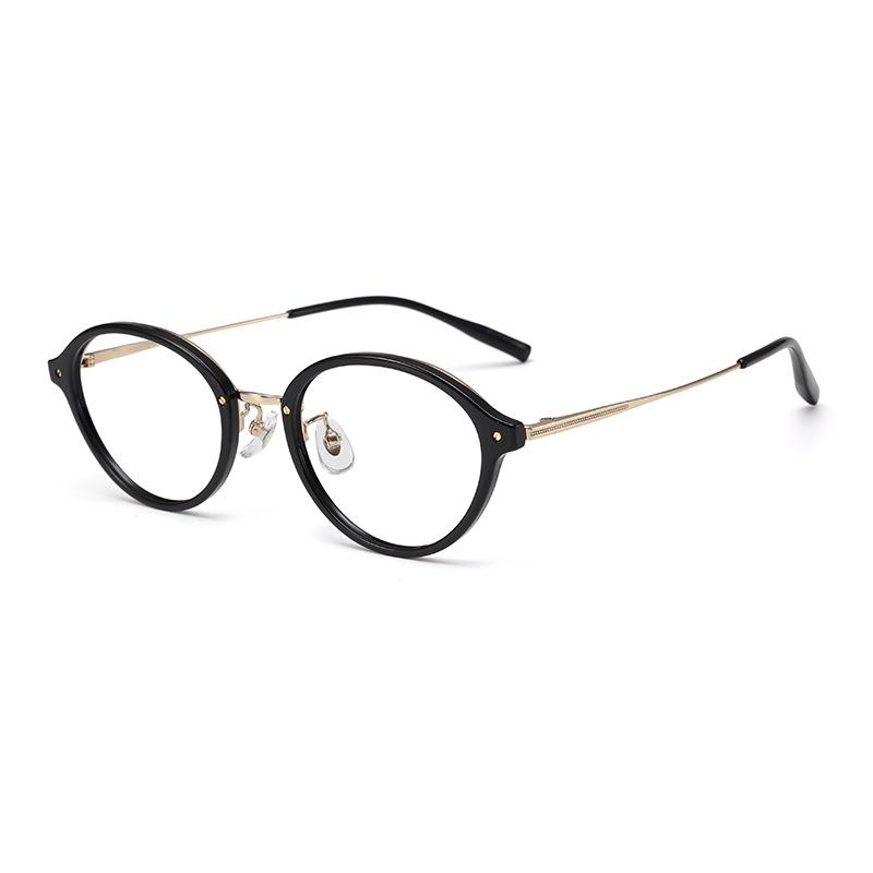 Ultra-Light Pure Titanium Korean-style Oval Glasses, Model 0242: Anti-blue Light, High-end Tortoise Shell Design for Women
