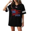 Damen Casual Mode V-Ausschnitt Sport Unabhängigkeitstag Druck Kurzarm Sport T-Shirt Top