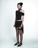 Mlk Asymmetrical Lace Drape Skirt (Black)
