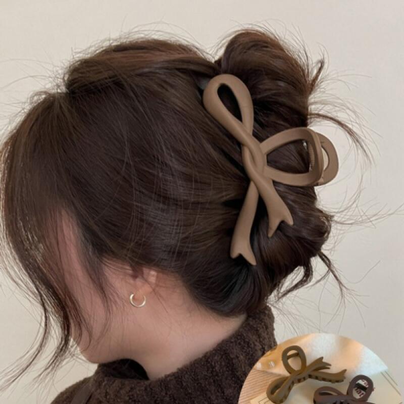 Ribbon Hair Clip Four Seasons Updo Hairpin 4 Colors 02. Dark Brown