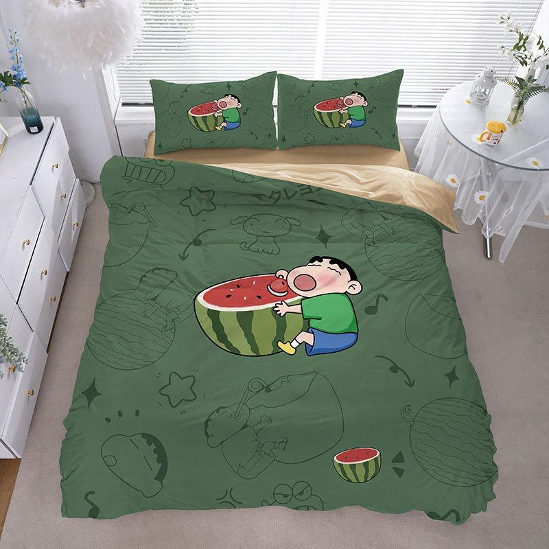 Crayon Shin-chan modern style quilt cover pillowcase large cartoon bedding set, home bedroom room decoration, boy and girl gifts