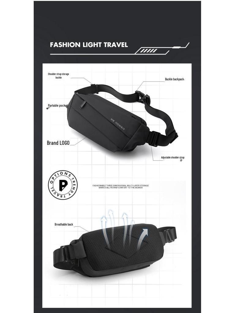 WePower Męska Modna Torba na Klatkę Piersiową: Torba crossbody, Torba biodrowa do sportów outdoorowych, Plecak o dużej pojemności.