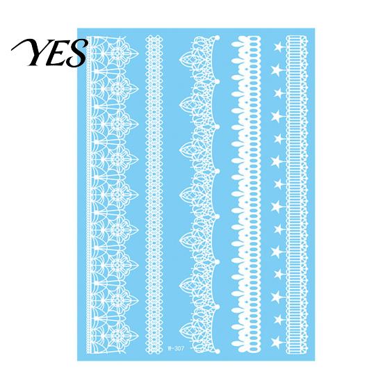 Gentle-On Skin Tattoo White Lace Sticker for Women, Temporary Face Body Fake Decal Arm, Waterproof Wedding Party Festival