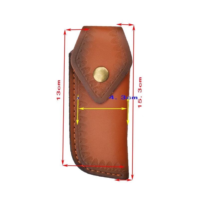 Funda de cuero vacuno repujado para cuchillo plegable, funda de cuero dividido, estuche, fundas para cuchillo de camping, hebilla para cinturón