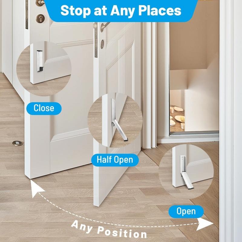 2025 New Safety Door Stopper Metal Gate Blocker Windproof Gate Blocker Anti-collision Door Gap Blocker Mute Folding Door Blocker